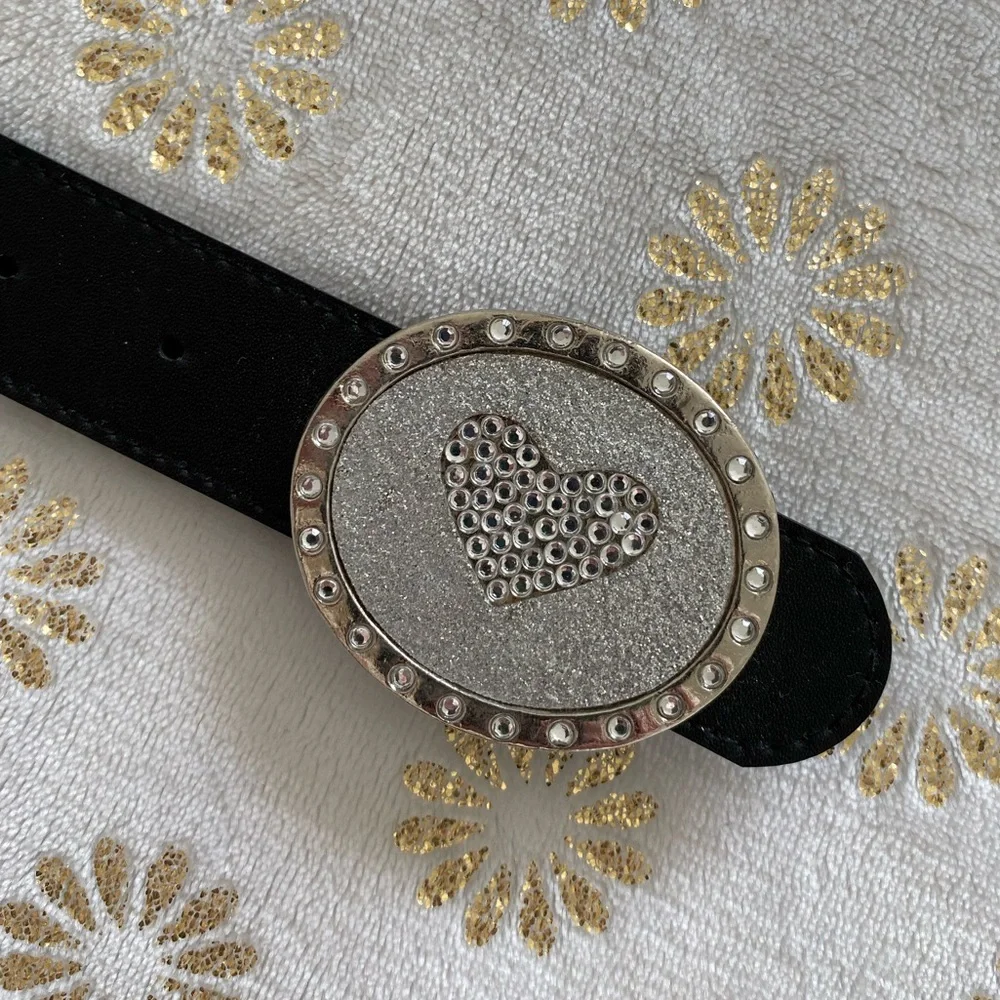 Limited Too Black Belt with Silver Heart Buckle